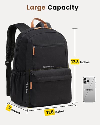 Vorspack Backpack for Men and Women - Lightweight Backpack Classical Basic Bookbag with Multi-pockets Casual Daypack for College Workplace Travel - Black - Image 2