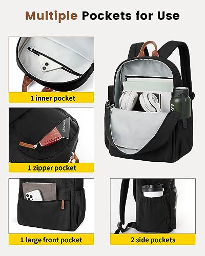 Vorspack Backpack for Men and Women - Lightweight Backpack Classical Basic Bookbag with Multi-pockets Casual Daypack for College Workplace Travel - Black - Image 4