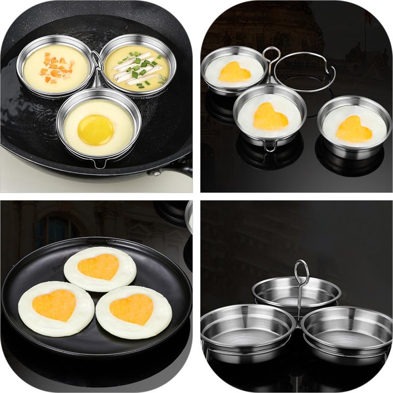 Stainless Steel Heart Shaped Egg Poacher Pan Nonstick Poached Eggs Cooker - Image 5