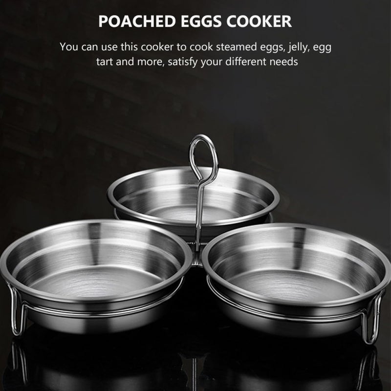 Stainless Steel Heart Shaped Egg Poacher Pan Nonstick Poached Eggs Cooker - Image 3