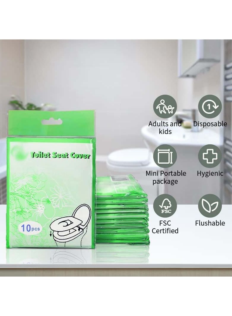 سيوسي 50 حزمة من أغطية مقاعد المرحاض للاستخدام مرة واحدة ومقاومة للماء مثالية للأطفال والكبار كبيرة جدًا ملفوفة بشكل فردي للسفر وتدريب الأطفال الصغار على استخدام الحمام في الحمامات العامة - Image 2