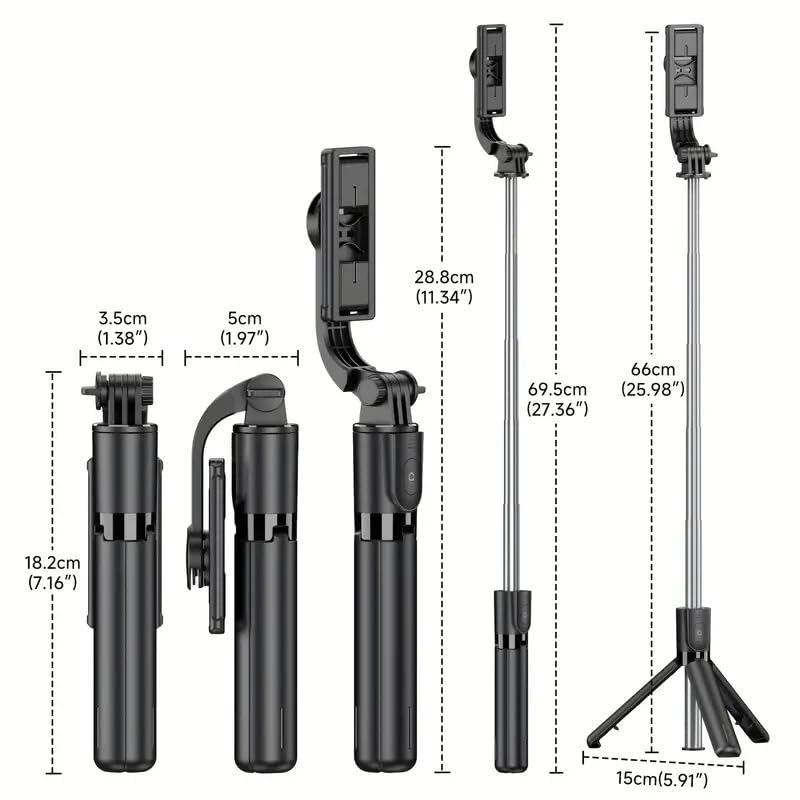 SooPii Bluetooth Selfie Stick Tripod for Phones & Action Cameras – Extendable, Foldable, 360° Rotation, with Detachable Wireless Remote, Compatible with All Smart Phones. - Image 2