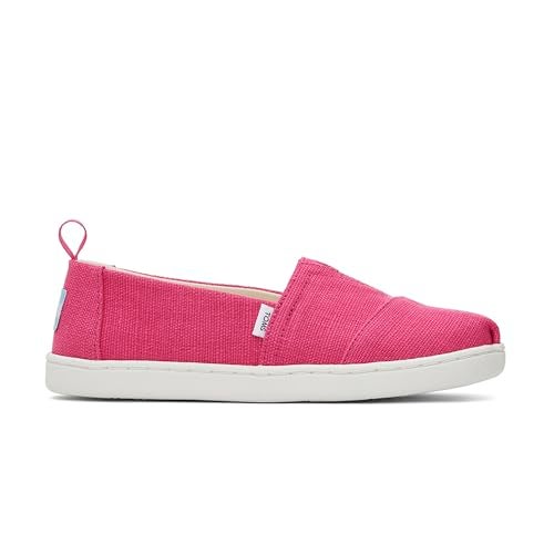 TOMS Girls Espadrille Loafer Flat, Fuchsia Heritage Canvas, 4 Big Kid - Image 1
