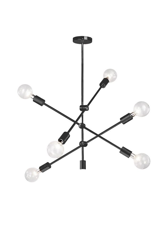 Rotating Black Sputnik Household Led Modern Metal Chandelier 6 Heads for Living Room Decor Loft Pendant Lights  - Image 5