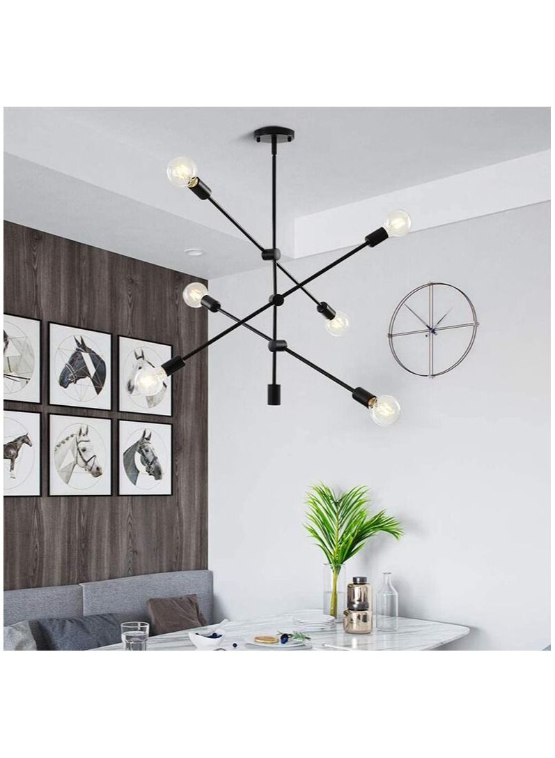 Rotating Black Sputnik Household Led Modern Metal Chandelier 6 Heads for Living Room Decor Loft Pendant Lights  - Image 3