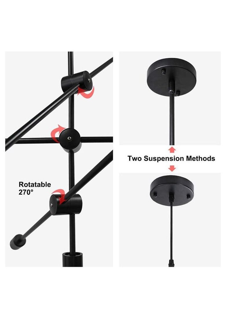 Rotating Black Sputnik Household Led Modern Metal Chandelier 6 Heads for Living Room Decor Loft Pendant Lights  - Image 4