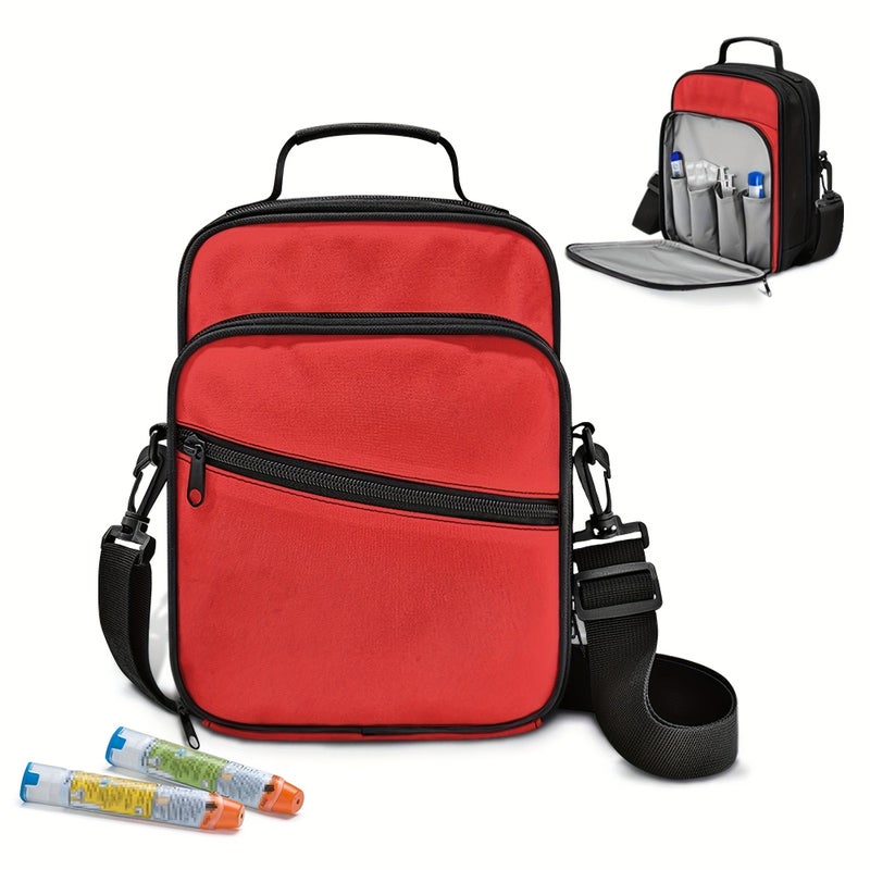 Black Diabetic Supplies Carrying Case Portable Insulin Cooler Bag with Compartments - Image 4