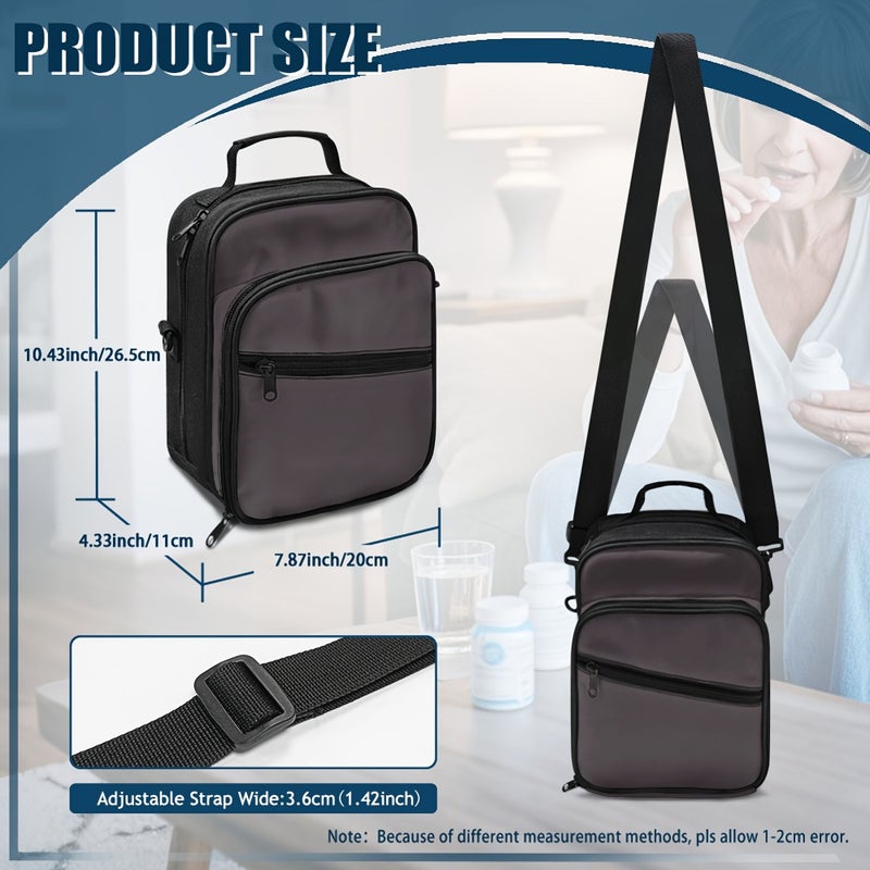Black Diabetic Supplies Carrying Case Portable Insulin Cooler Bag with Compartments - Image 2