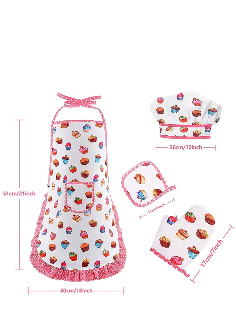 Cooking and Baking Set for Kids, Kids' Chef Role Play Costume Set, Toddler Chef Hat Apron Dress Up with Apron, Chef Hat, Mitt, Cookie Cutters and Utensil for Kids Aged 3+ Years - Image 2