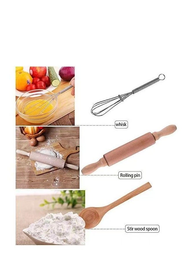Cooking and Baking Set for Kids, Kids' Chef Role Play Costume Set, Toddler Chef Hat Apron Dress Up with Apron, Chef Hat, Mitt, Cookie Cutters and Utensil for Kids Aged 3+ Years - Image 5