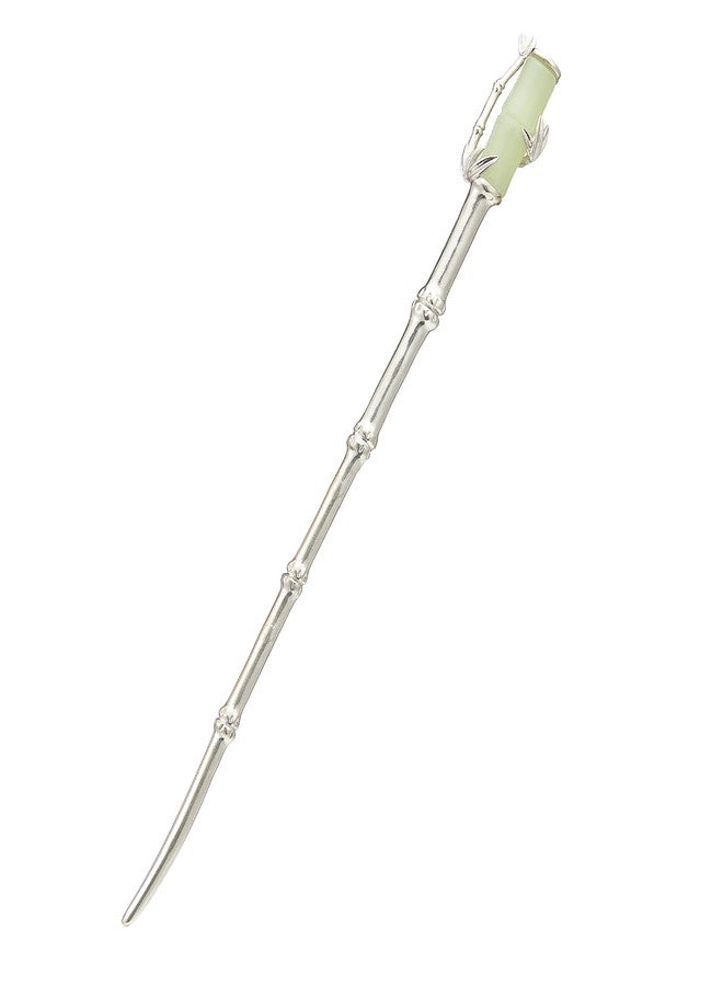vinsiora Bamboo-Shaped Hairpin Silver Plated with Synthetic Turquoise Chinese Style Elegant Vintage Women Hair Accessory for Hanfu and Daily Wear - Image 1