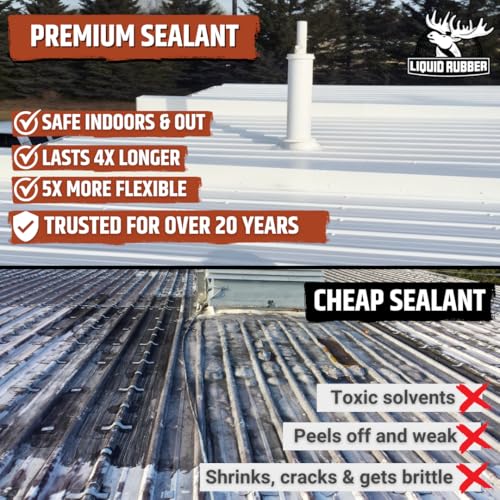Liquid Rubber Color Waterproof Sealant - Elastomeric Roofing Coating for Flat or Slope Roofs & Foundations - DIY Paint & Leak Repair Membrane Compatible with Metal & Concrete - White, 1 Gallon - Image 3
