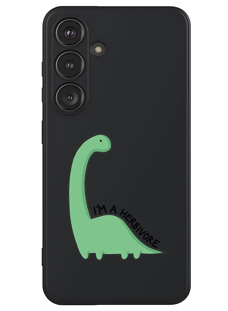 Theodor Protective Slim Fit Case Liquid Silicone Cover with Full Body Protection Anti-Scratch Shockproof Case For Samsung Galaxy S25 Plus (Black) - Dino - Image 1