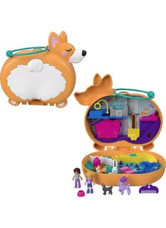 Polly Pocket Polly Pocket Compact Playset, Corgi Cuddles with 2 Micro Dolls & Accessories, Travel Toys with Surprise Reveals (Amazon Exclusive)  - Image 2