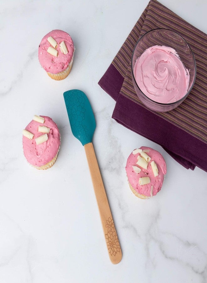 Talisman Designs Silicone Spatula & Laser Etched Beechwood Handle | Succulent Design | Cute & Functional Kitchen Tool | Natural Wooden Decorative Spatula - Image 3