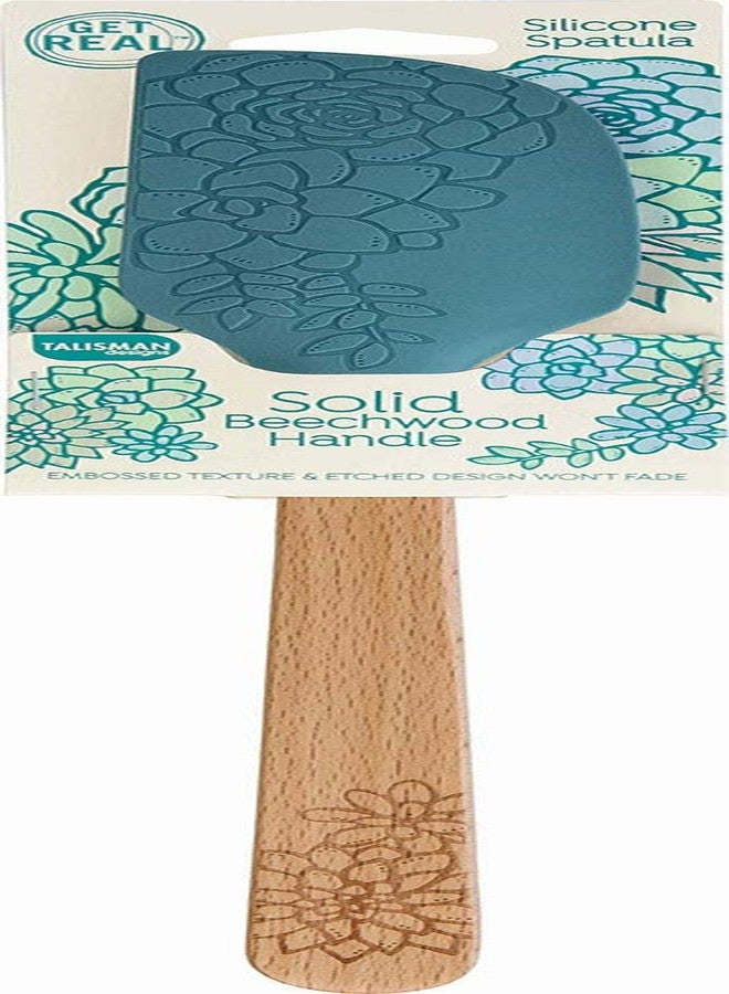 Talisman Designs Silicone Spatula & Laser Etched Beechwood Handle | Succulent Design | Cute & Functional Kitchen Tool | Natural Wooden Decorative Spatula - Image 2