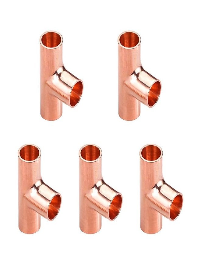 ZOWZEA 1/4" Copper Tee,Copper Three-Way Fitting Welding Joint, Sweat Solder Connection for Residential and Commercial Plumbing, HVAC Air Conditioning Systems (5 Pack) - Image 1