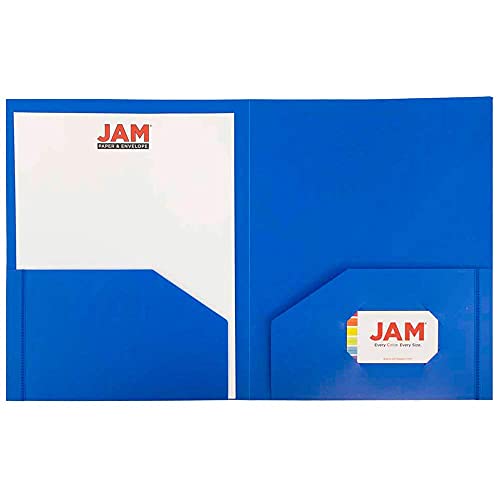 JAM PAPER Heavy Duty Plastic Two Pocket Extra Tough School Folders - Blue - 6/Pack - Image 5