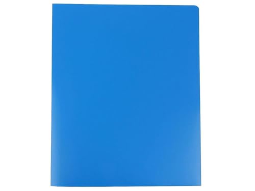 JAM PAPER Heavy Duty Plastic Two Pocket Extra Tough School Folders - Blue - 6/Pack - Image 4