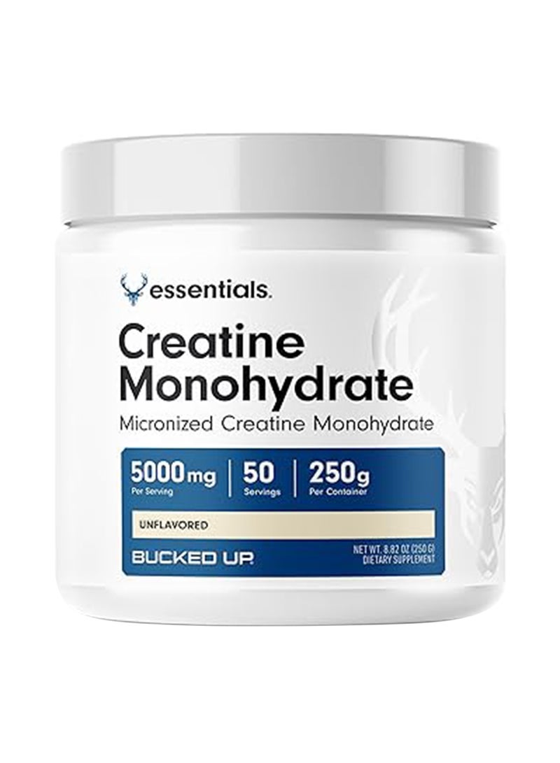 Creatine Monohydrate 250 Grams Micronized Powder, Essentials - 50 Servings