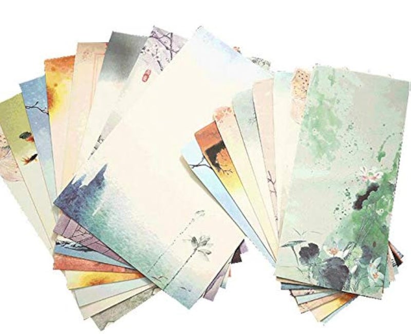 Retro A4 Stationery Paper and Envelopes Set,Letter Paper and Old Age Paper,Writing Paper and Printer Paper,32 Sheets Stationary Paper and 12 Envelopes(Retro)