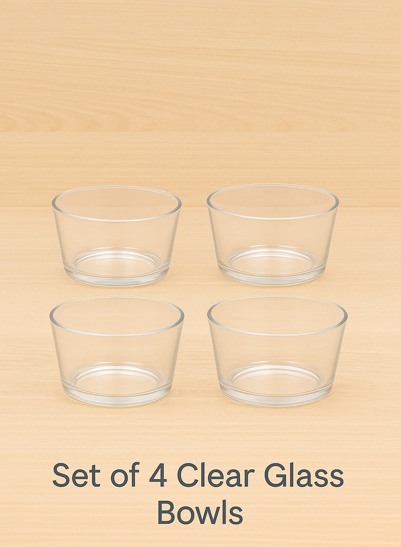 تعيين من 4 أوعية حلويات زجاجية شفافة - تصميم متسع، أكواب تقديم متعددة الأغراض للحلويات والصلصات والمشروبات - Image 1