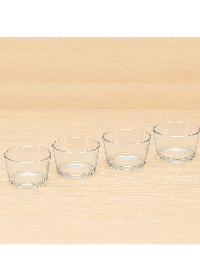 تعيين من 4 أوعية حلويات زجاجية شفافة - تصميم متسع، أكواب تقديم متعددة الأغراض للحلويات والصلصات والمشروبات - Image 3