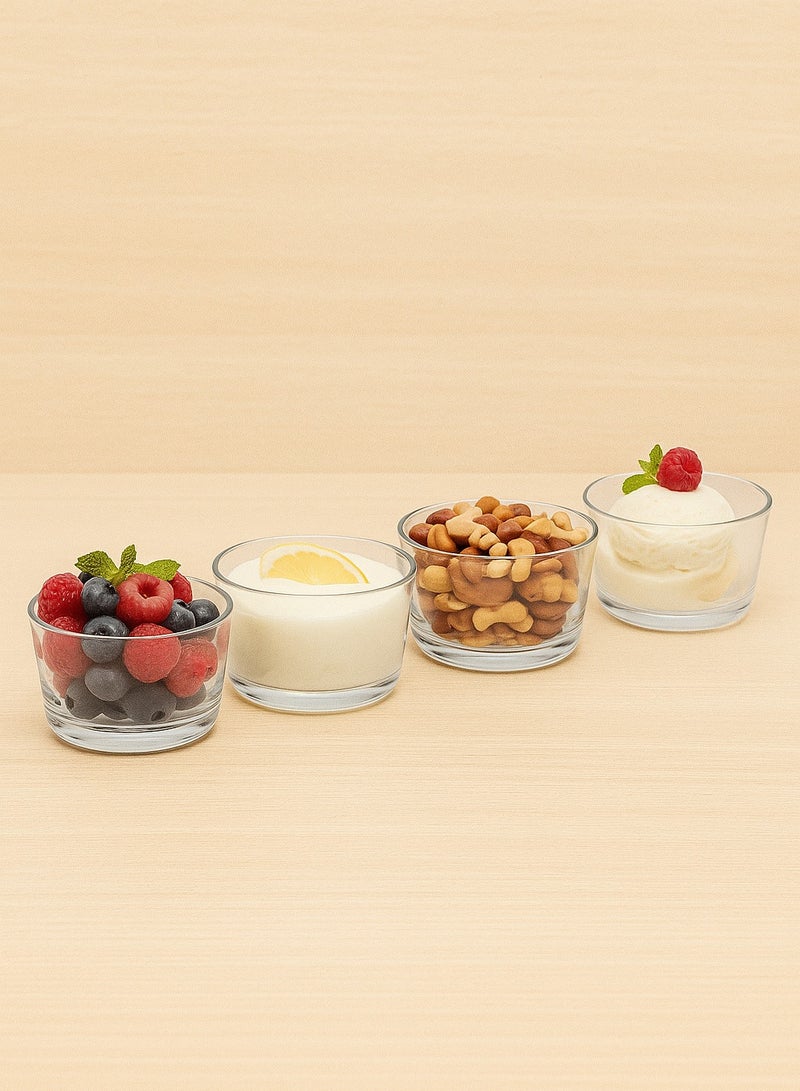 تعيين من 4 أوعية حلويات زجاجية شفافة - تصميم متسع، أكواب تقديم متعددة الأغراض للحلويات والصلصات والمشروبات - Image 4