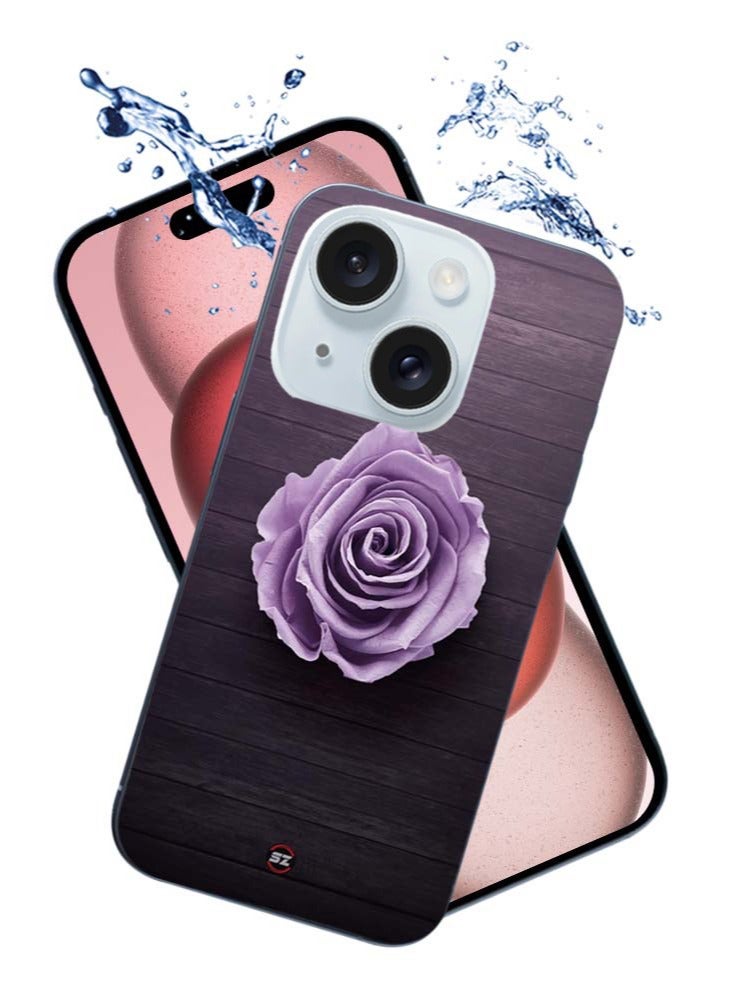 Service Zone Protective Printed Mobile Back Cover Purple Rose For iPhone 15 - Image 3