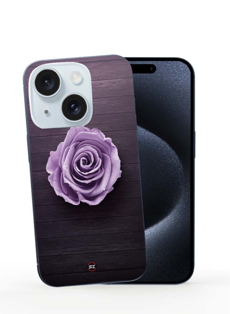 Service Zone Protective Printed Mobile Back Cover Purple Rose For iPhone 15 - Image 1