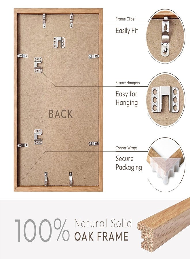 wallwisy 11x17 Oak Picture Frame, Solid Oak 11x17 Poster Frame with Mat to 8x12(Openning Size is 7.5x11.5), Natural Wood 17x11 Frames for Wall, Set of 1 - Image 4