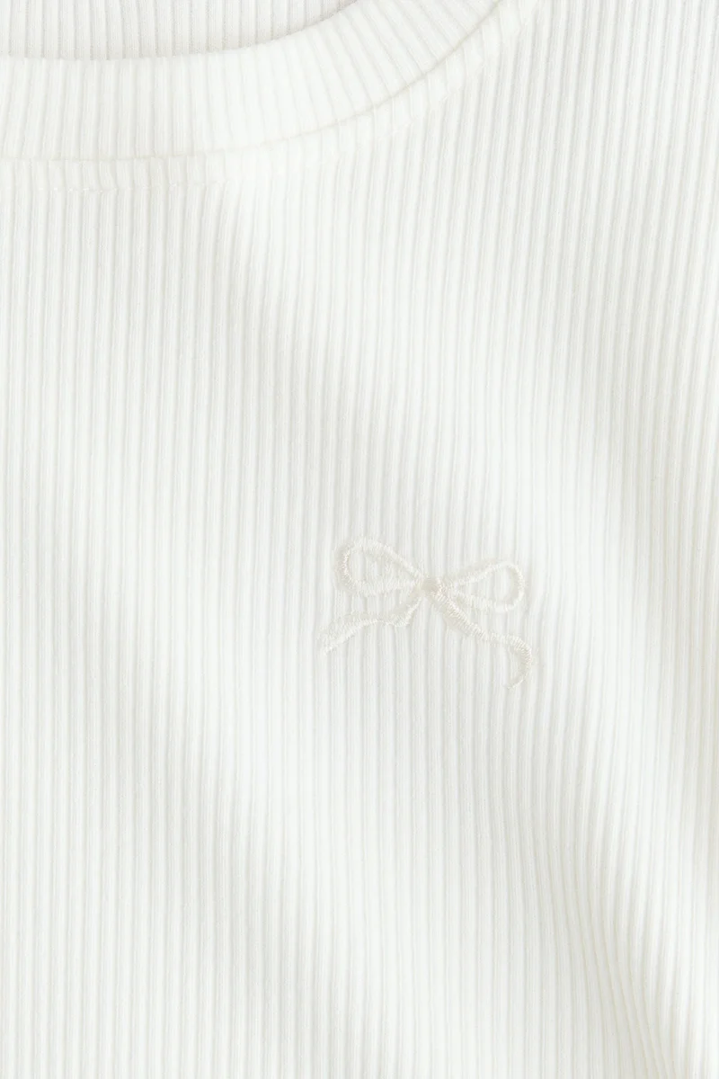 H&M Ribbed flutter-sleeved top