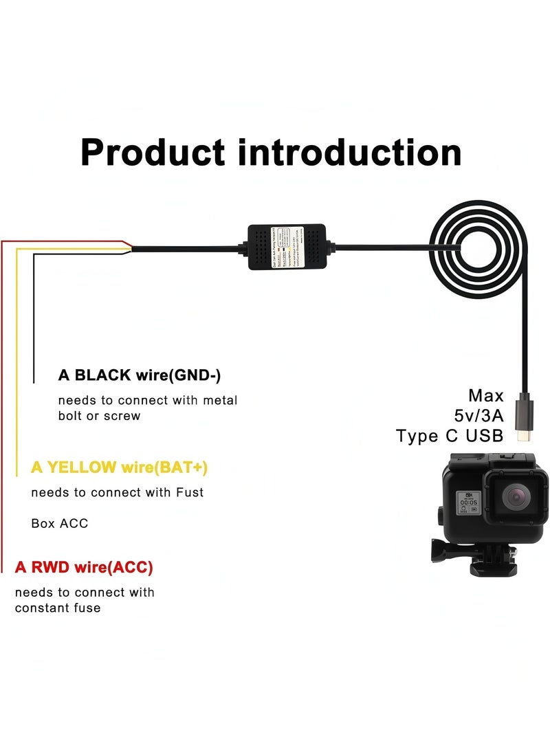 أبلينم طقم أسلاك صلبة لكاميرا لوحة القيادة بطول 10 أقدام - كابل حماية متين لشاشة ركن السيارة مع حماية من الجهد المنخفض، كابل شاحن سيارة محمول 5 فولت/2 أمبير لجهاز تسجيل الفيديو الرقمي، ونظام تحديد المواقع العالمي (GPS)، وكاشف الرادار، ومجموعة عالمية منحنية من النوع C (12-30 فولت) - Image 4