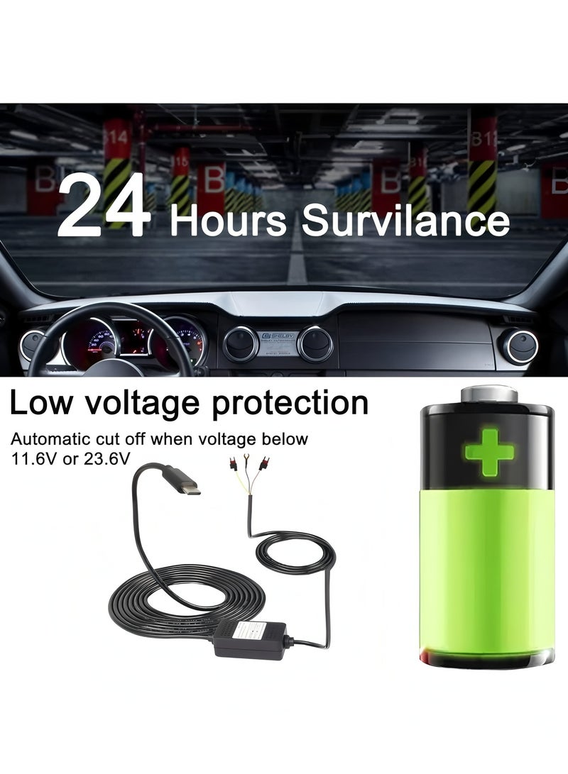 أبلينم طقم أسلاك صلبة لكاميرا لوحة القيادة بطول 10 أقدام - كابل حماية متين لشاشة ركن السيارة مع حماية من الجهد المنخفض، كابل شاحن سيارة محمول 5 فولت/2 أمبير لجهاز تسجيل الفيديو الرقمي، ونظام تحديد المواقع العالمي (GPS)، وكاشف الرادار، ومجموعة عالمية منحنية من النوع C (12-30 فولت) - Image 3
