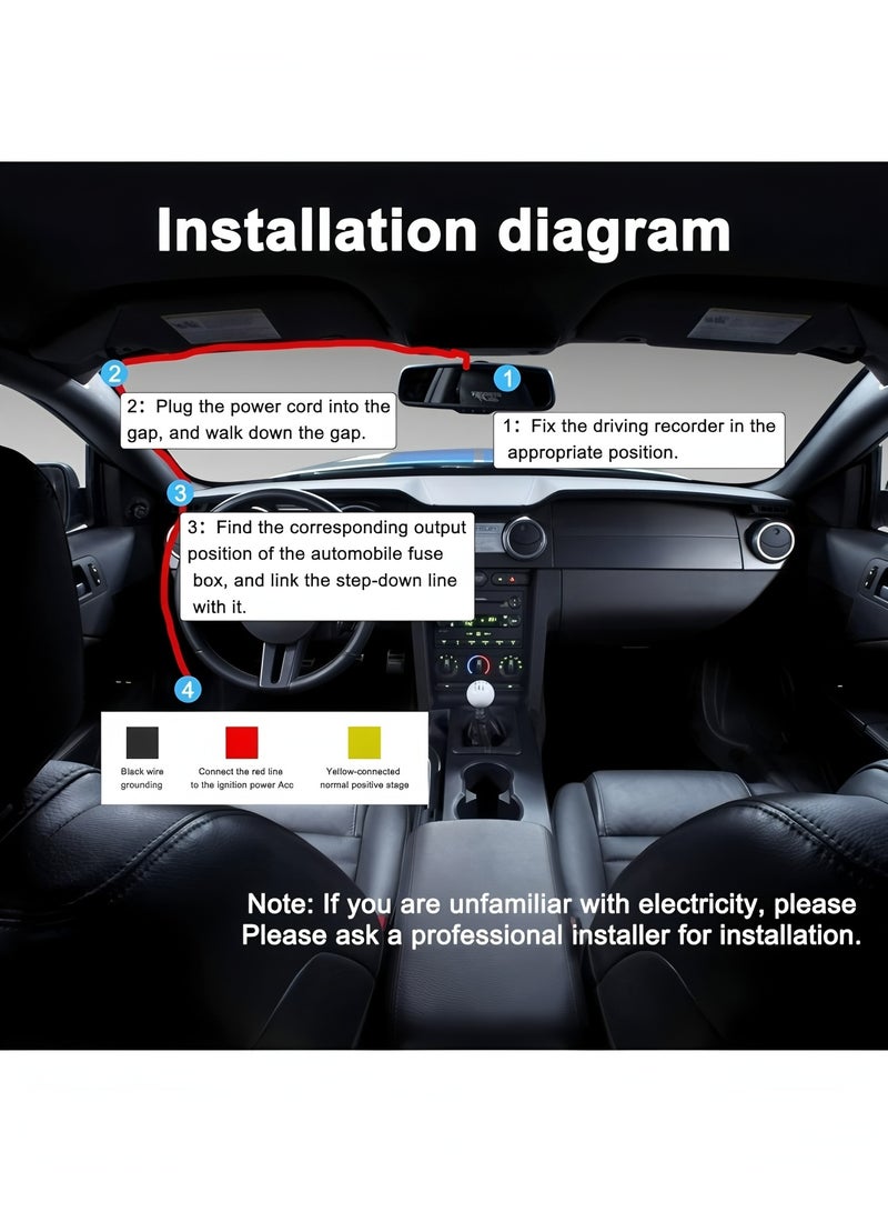 أبلينم طقم أسلاك صلبة لكاميرا لوحة القيادة بطول 10 أقدام - كابل حماية متين لشاشة ركن السيارة مع حماية من الجهد المنخفض، كابل شاحن سيارة محمول 5 فولت/2 أمبير لجهاز تسجيل الفيديو الرقمي، ونظام تحديد المواقع العالمي (GPS)، وكاشف الرادار، ومجموعة عالمية منحنية من النوع C (12-30 فولت) - Image 2