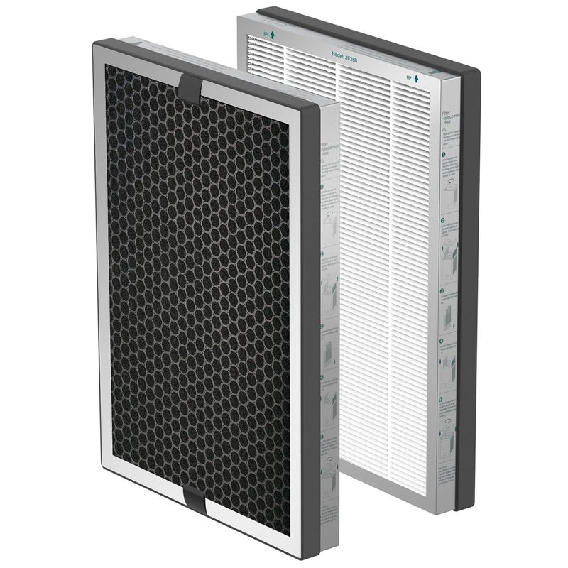 Jafända Jafanda Air Purifier 2X Filters Replacement for JF260S Air Purifiers H13 True HEPA 300g Activated Carbon Remove 9997 Smoke Pollen Dust Pet Dander Odors VOCs 