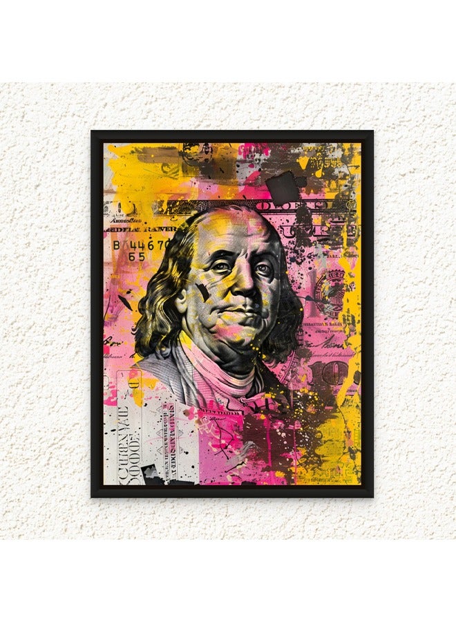 Art Decor Art Decor Framed Canvas Wall Art of Dollar Bill Pop Art Money Portrait Art Print Wall Décor for Home Office Living Room Bedroom Gifting - Image 1