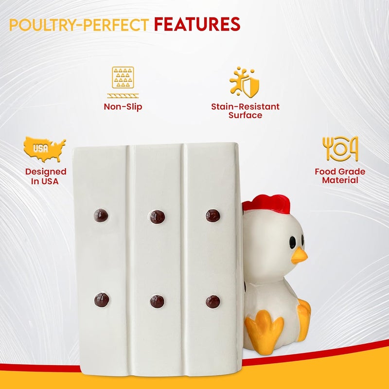 Sixdrop Chicken Utensil Holder | Rooster Kitchen Crock Storage | Stuff Print Accessories Decoration | Cute Chicken Gifts for Women | Gallina Pollo Animal Rooster Decor | Countertop Chick Stuff Vase - Image 4