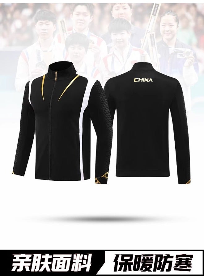Customized Autumn and Winter Long Sleeve Sportswear Set Table Tennis Training Uniform with Print and Embroidery
