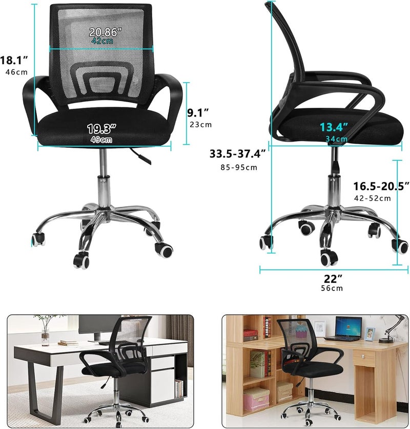SKY-TOUCH Office Chair,Comfort Ergonomic Height Adjustable Desk Chair With Lumbar Support Backrest,Black,49 * 56 * 95Cm - Image 3