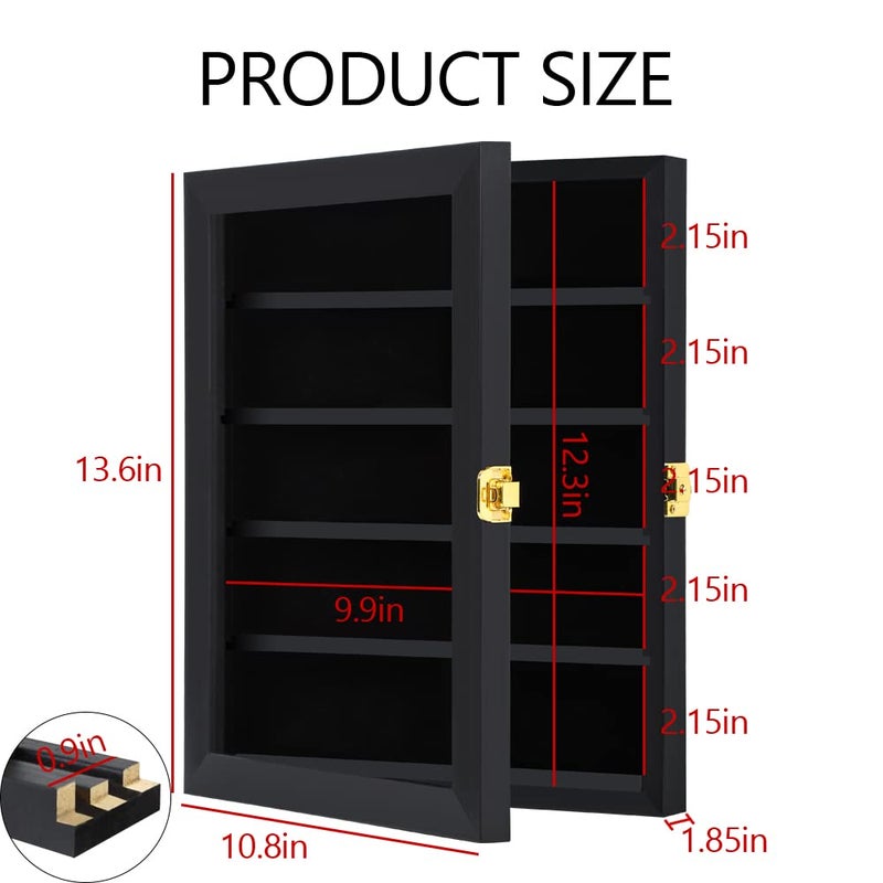 Grintus Pocket Knife Display Case Knife Collection Display Box for Wall Folding Knife Cabinet with Uv Protection Acrylic Lockable Black - Image 2
