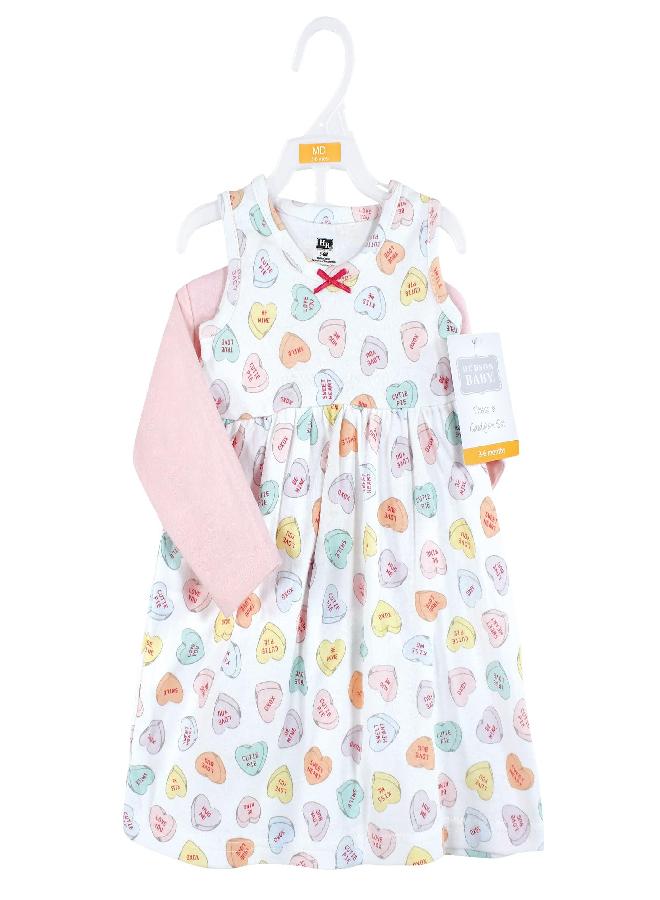 hudson baby Hudson Baby Infant Girl Cotton Dress and Cardigan Set Be Mine Valentine, 6-9 Months  - Image 2