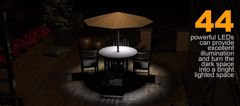 Magictec Umbrella Light, 44 LED Patio Umbrella Cordless Lights with 3 Lighting Modes Operated by 4 AA Battery (NOT Include) for Patio Umbrellas Camping Tents or Outdoor Use - Image 5
