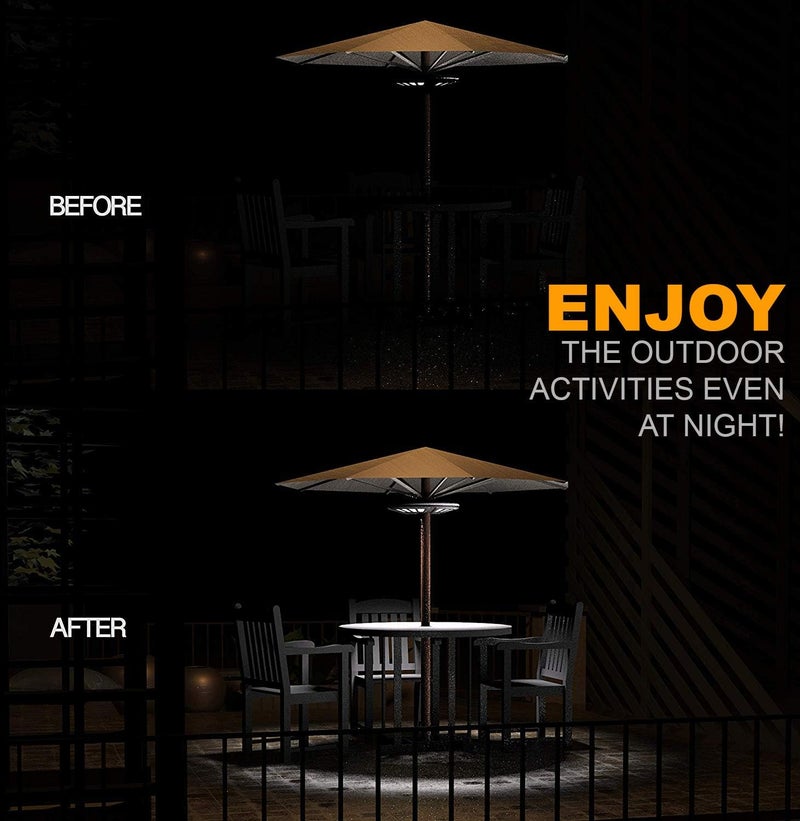 Magictec Umbrella Light, 44 LED Patio Umbrella Cordless Lights with 3 Lighting Modes Operated by 4 AA Battery (NOT Include) for Patio Umbrellas Camping Tents or Outdoor Use - Image 2