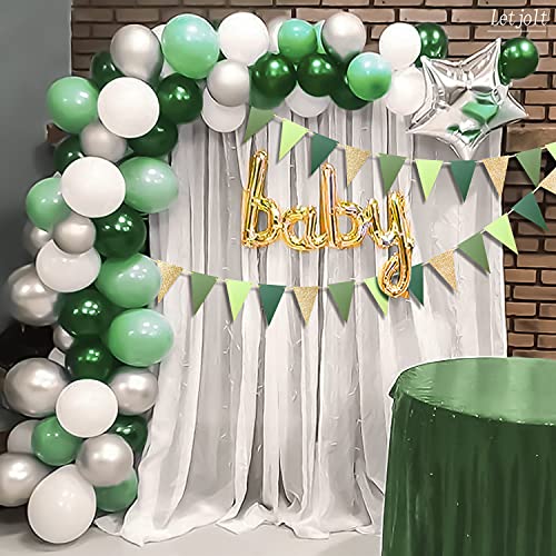 Letjolt Green Triangle Banner Decoration Golden Greenery Party Supplies Bunting Signs for Birthday Nursery Anniversary Decoration Graduation Flags 15 pcs 10 Feet - Image 4