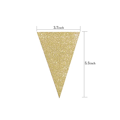 Letjolt Green Triangle Banner Decoration Golden Greenery Party Supplies Bunting Signs for Birthday Nursery Anniversary Decoration Graduation Flags 15 pcs 10 Feet - Image 2