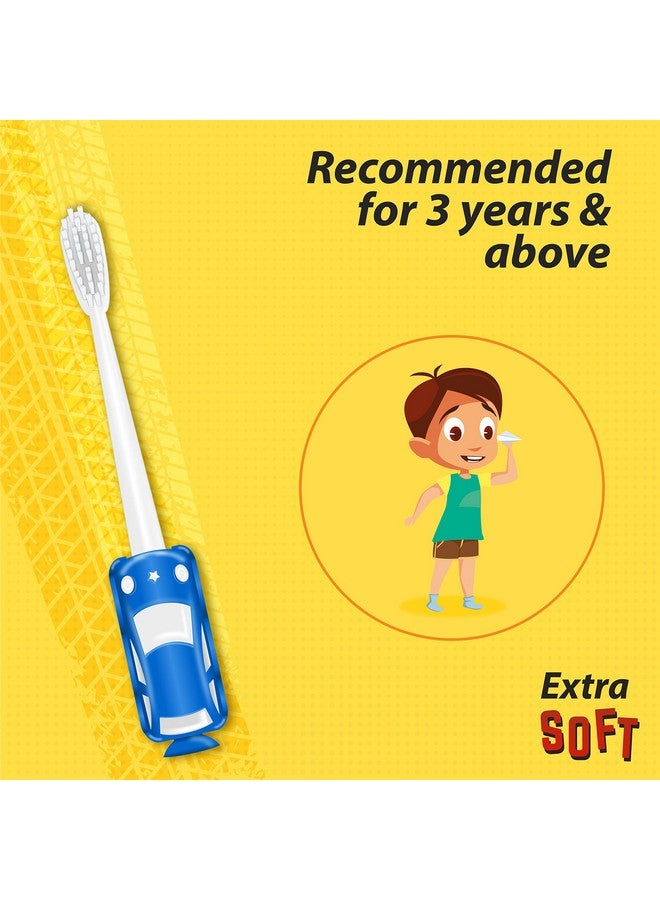 DentoShine Zippy Extra Soft Toothbrush For Kids (Ages 3+) (Red Pink Yellow Blue With 2 Min Manual Timer Pack Of 4 Designs) - Image 4