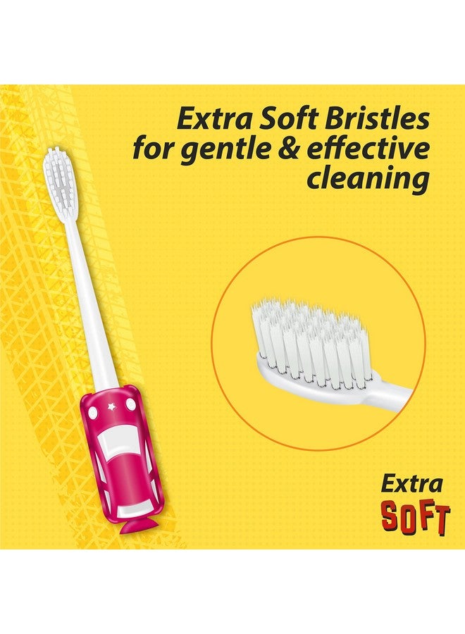 DentoShine Zippy Extra Soft Toothbrush For Kids (Ages 3+) (Red Pink Yellow Blue With 2 Min Manual Timer Pack Of 4 Designs) - Image 3