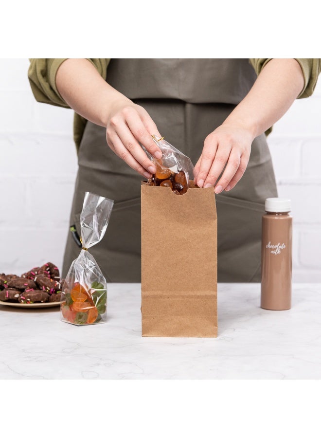 Restaurantware Bag Tek 2 LB Disposable Lunch Bags, 100 Sturdy Take Out Bags - Flat Bottom, Great For Restaurants, Cafes, And Bakeries, Brown Kraft Popcorn Bags,  - Image 3