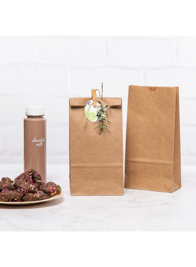 Restaurantware Bag Tek 2 LB Disposable Lunch Bags, 100 Sturdy Take Out Bags - Flat Bottom, Great For Restaurants, Cafes, And Bakeries, Brown Kraft Popcorn Bags,  - Image 5